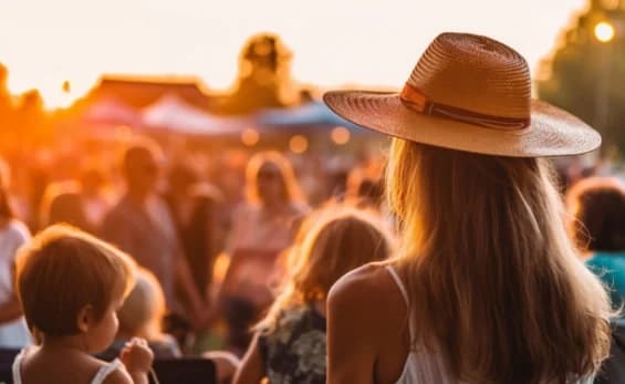 Foule chaleureuse au coucher du soleil pendant Lous Festayres à Prayssas