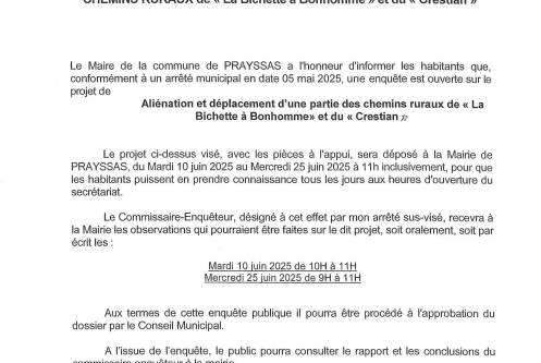 AVIS D'ENQUETE PUBLIQUE 
