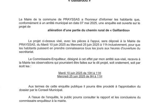 AVIS D'ENQUETE PUBLIQUE 